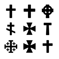Fototapeta premium Set of diverse cross icons on gradient background