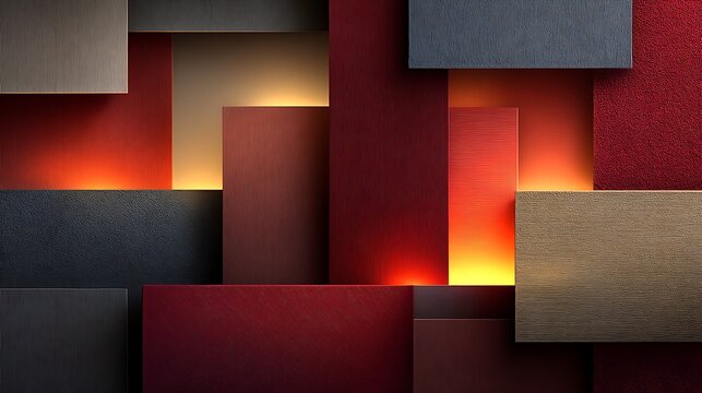 Geometric Abstract Composition with Textured Rectangles and Glowing Light photo background squares