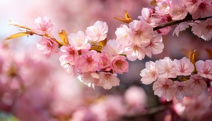 Obraz premium Blossoming Spring Beauty Pink Cherry Blossoms In Full Bloom Created Using Generative Ai