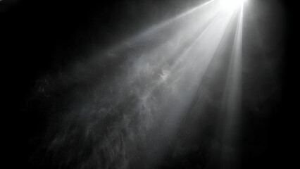 Light rays beam through smoke, fog on dark background glowing sunlight effect, misty atmosphere, dramatic spotlight texture, isolated on transparent, Cinematic