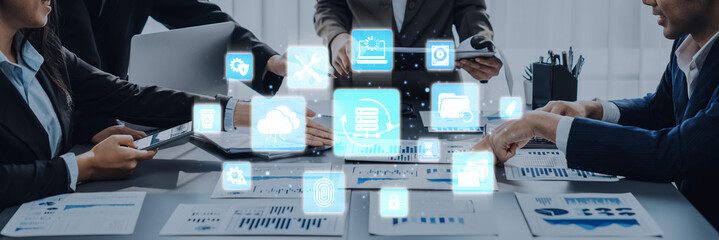 Data recovery icons show backup, data recovery process, and secure restoration. Data recovery ensures system reliability, data recovery protection, and information access. Entice