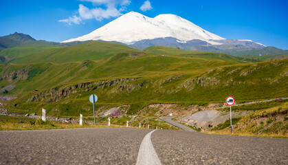 Road Leading Mount Elbrus With