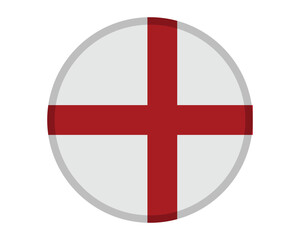 Obraz premium Circular England flag icon button, glossy round St George's Cross symbol with a slight border, British national identity badge design