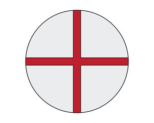 Obraz premium Round flag of England icon button, simple circular English national symbol with red St George cross isolated on white background