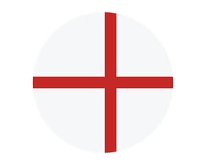 Obraz premium Round flag of England icon button, simple circular English national symbol with red St George cross isolated on white background