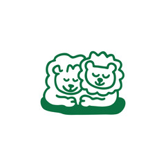 Cuddly Lion Cubs Illustration