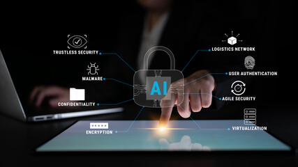 The role of AI in cybersecurity for advanced threat protection and data security. Using AI for malware detection, encryption, and user authentication. Motif