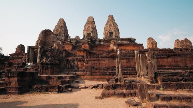 Stone ruins of the pre rup temple in cambodia. Ancient khmer architecture and religious landmark located within the angkor region, Siem Reap. Archeology concept.