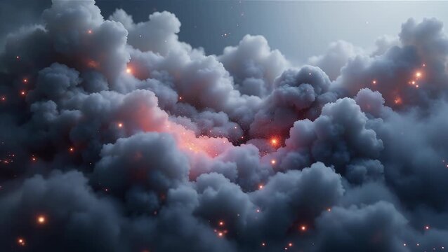 Majestic Clouds with Glowing Embers in a Dreamy Sky