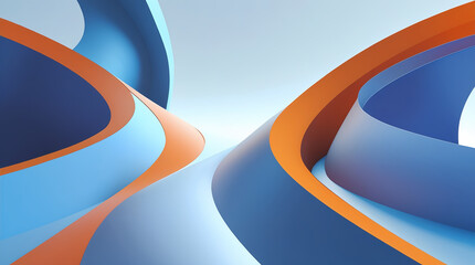 Complex Interwoven Blue and Orange Abstract Shapes for Integrated Healthcare Networks. An ideal background for topics related to medical infrastructure, health policy, and corporate partnerships.