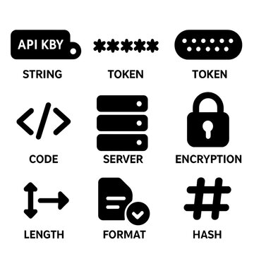 Secure code elements with api, tokens, encryption, and server icons