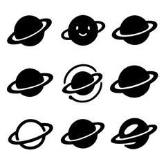 Minimalist planet symbols on dark background reflecting modern design trends