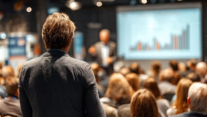 Business team attending presentation in modern office meeting room