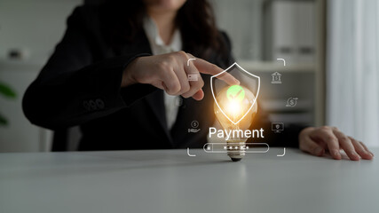 Concept of a secure payment gateway. This system uses encryption and authentication to protect...