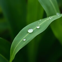 water drops on green leaf