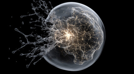 Explosion de la bulle de l&rsquo;IA &ndash; illustration conceptuelle du march&eacute; technologique