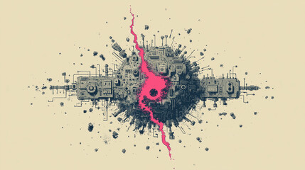 Explosion de la bulle de l&rsquo;IA &ndash; illustration conceptuelle du march&eacute; technologique