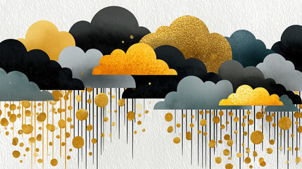 Fototapeta premium Dividendes qui tombent du ciel – illustration financière simple et ludique