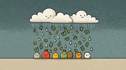 Dividendes qui tombent du ciel &ndash; illustration financi&egrave;re simple et ludique