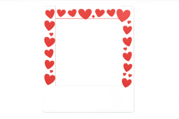 Mockup polaroid instant frame with hanging hearts