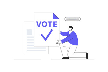 Puts voting. Voting and election concept. Client Vote, Rating and Leaving Positive Review. Flat Cartoon Vector Illustration, icon Stylish abstract design landing page web