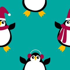 Christmas animals seamless penguin pattern for wrapping paper and fabrics and kids print