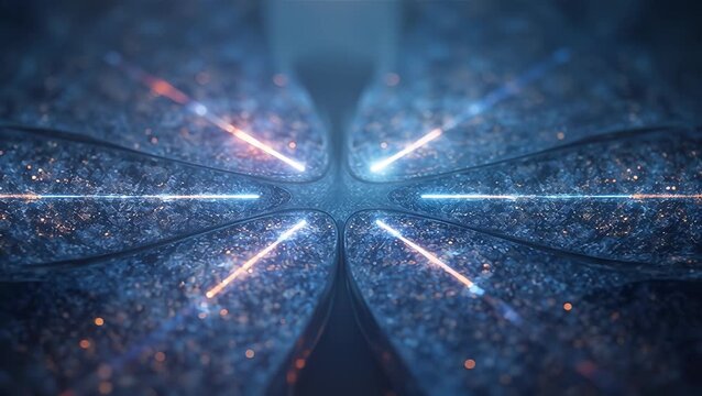 Abstract Digital Patterns with Glowing Light Effects in Blue and Silver Tones