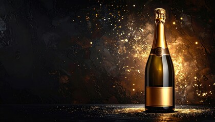 Aesthetic graphic resource of a champagne bottle to celebrate the new year
