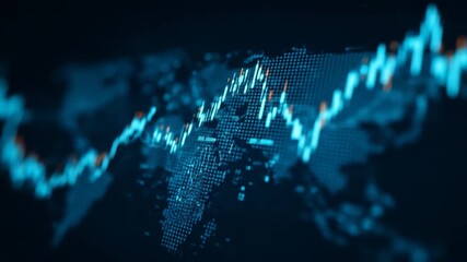 Abstract digital world map displaying financial data and trends - Powered by Adobe