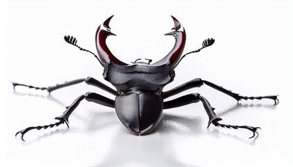 Fototapeta premium black stag beetle hexarthrius isolated on white background