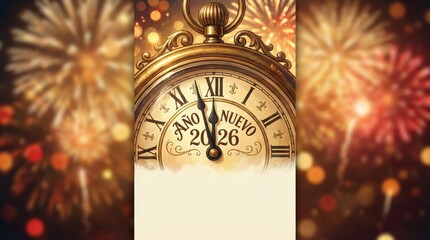 Vintage clock illustration for welcoming the new year