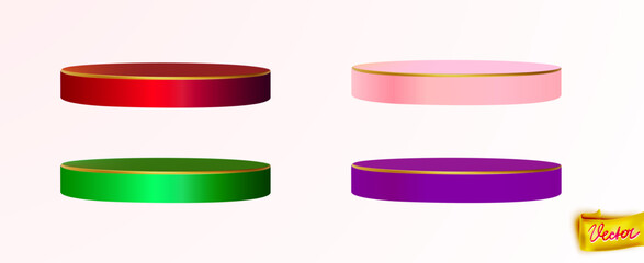 Colorful Round Podium Set Vector