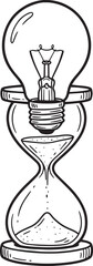Creative Deadline Concept: Lightbulb and Hourglass Time-Based Idea Sketch