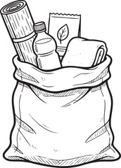 Essential Supplies Bag: Hand-Drawn Kit for Travel or Emergency