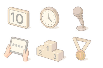 Performance Evaluation Toolkit. Isometric vector illustration set of performance evaluation toolkit: numerical score display,