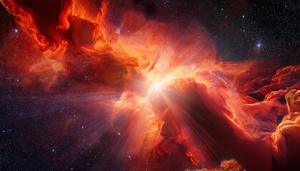 Cosmic Formation Abstract Red And Orange Nebula Background
