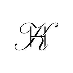 initial letter h with k script logo