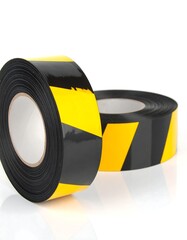 Two rolls of black and yellow safety tape