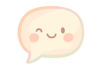 Winking Hello Bubble. A cute "hello" speech bubble with a winking face, soft harmonious pastel palette, No text, No labels,