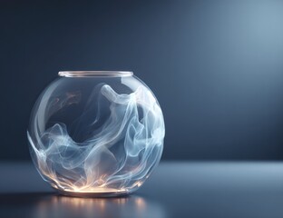 Ethereal smoke swirls within a clear glass orb against a dark background.