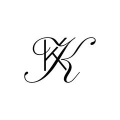 initial letter k with k script logo
