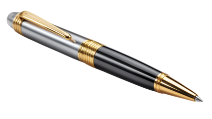 Classic pen isolated on white background or transparent png, showing sleek barrel, smooth finish, timeless design, and everyday writing elegance.