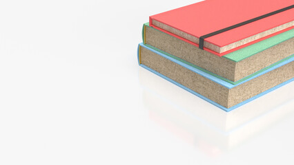 Colorful Hardcover Book Stack on White Background 3d render.