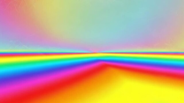 Vibrant rainbow horizon unfolding with pastel sky, perfect for pride month promotions and optimistic background visuals