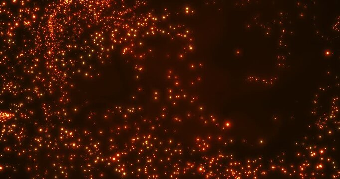 A turbulent whirlwind of fiery particles fills the space, with flickering sparks swirling in a chaotic dance, creating a mesmerizing effect of blazing space.