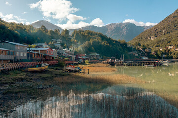 mountain landscape with lake caleta tortel