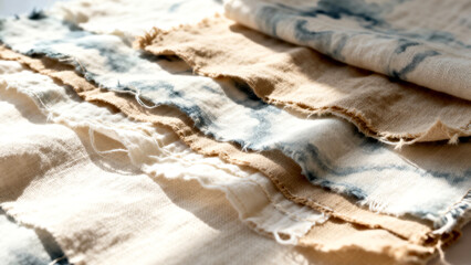 Layered Natural Dyed Linen Fabric in Warm Light