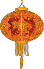 Traditional Chinese Lantern with Phoenix and Dragon