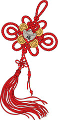 Chinese Knot with Coins and Tassels