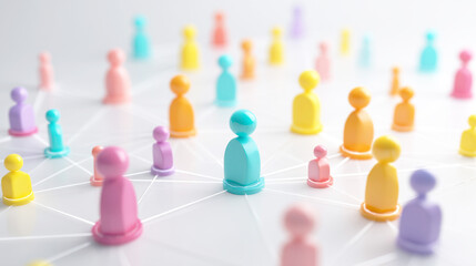 つながり合う人形たちのソーシャルネットワークのイメージ
